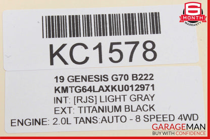 19-21 Genesis G70 Center Console Right Side Trim Panel Cover Black Leather OEM