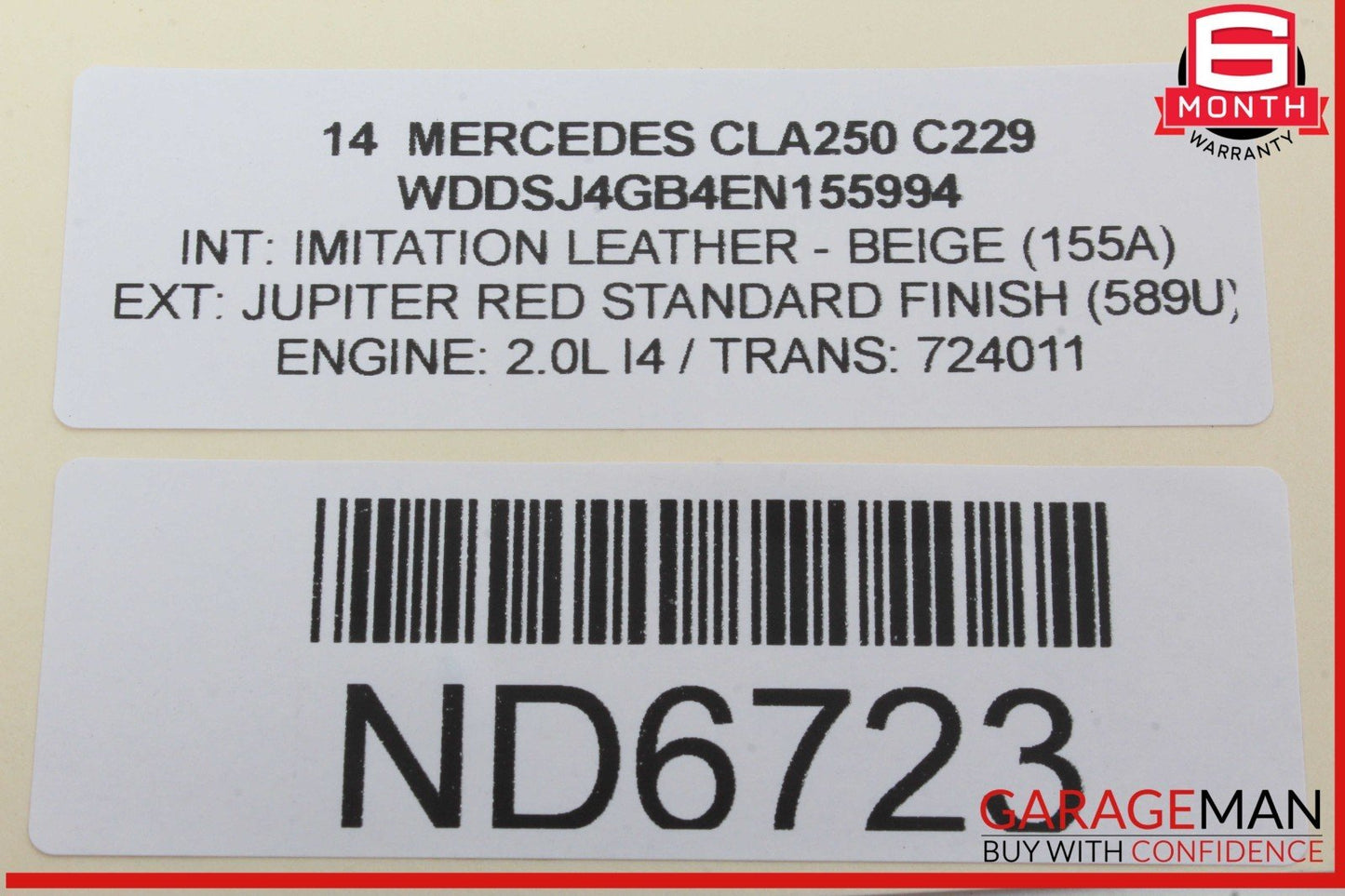 08-21 Mercedes W117 CLA250 C300 GLK350 Rear Overhead Dome Light OEM