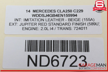 08-21 Mercedes W117 CLA250 C300 GLK350 Rear Overhead Dome Light OEM