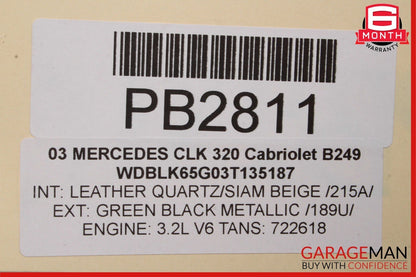97-03 Mercedes W208 CLK320 Left Side Skirt Rocker Panel Molding Green Black
