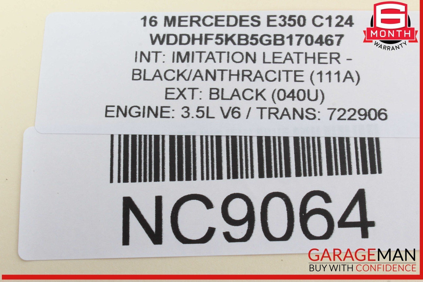 10-16 Mercedes W212 E350 C250 E400 Interior Rear View Mirror Black 2048104217