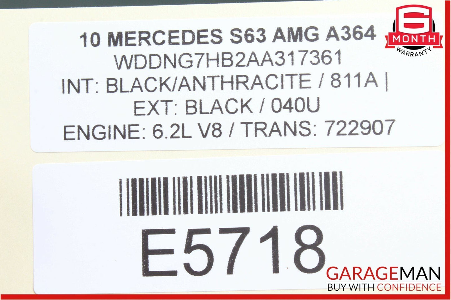 07-12 Mercedes W221 S63 CL63 Fuel Injector Engine Frame Rack OEM