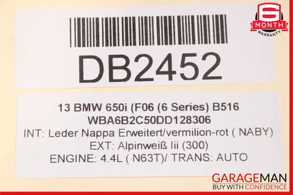 13-19 BMW 650i F06 Rear Subframe Crossmember Cross Member OEM