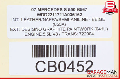 07-10 Mercedes W221 S550 CL550 Steering Column Control Switches Assembly OEM