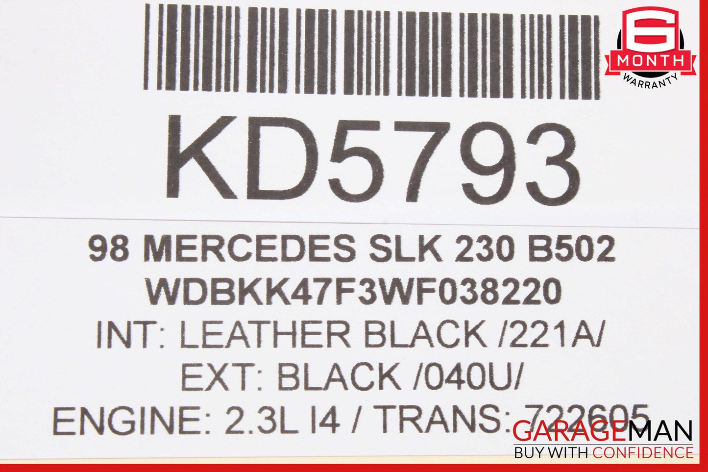 97-00 Mercedes R170 SLK230 Right Passenger Side Exterior Door Handle Black OEM