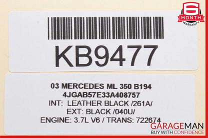 02-05 Mercedes W163 ML350 ML500 Rear AC Heater Climate Control 1638200926 OEM