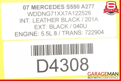 07-09 Mercedes W221 S550 Rear Right Passenger Side Overhead Vanity Mirror Gray