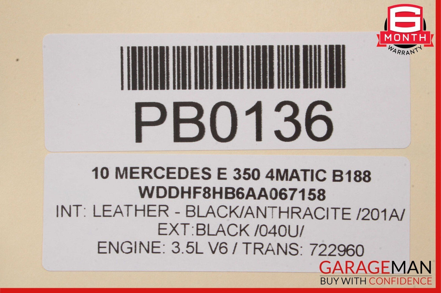 10-13 Mercedes W212 E350 E500 E400 Rear Right Interior Door Panel Cover Grey