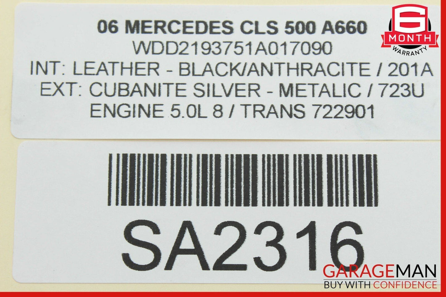 06-11 Mercedes W219 CLS500 Rear Right Side Door Window Motor Regulator Assembly