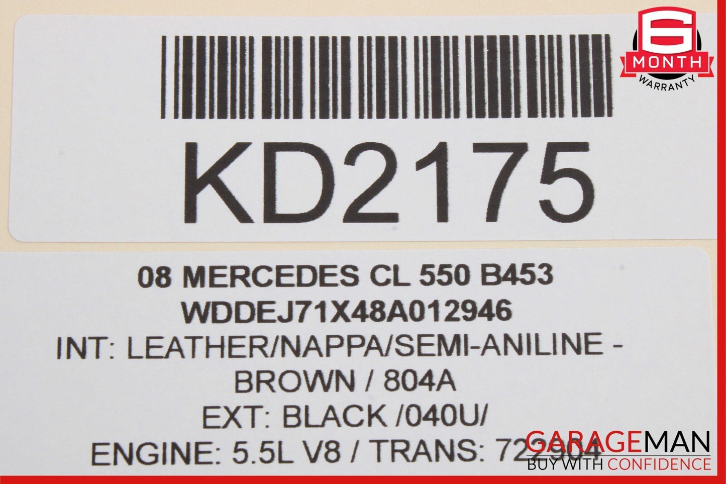 07-14 Mercedes W216 CL600 CL63 AMG Rear Right Side Window Regulator w/o Motor