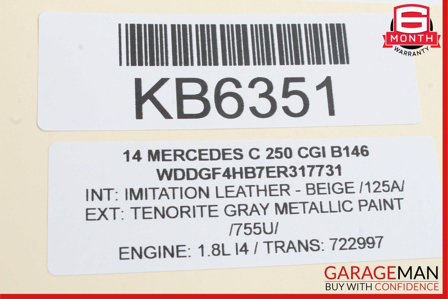 12-14 Mercedes W204 C250 C300 Rear Left Driver Side Exterior Door Handle Gray