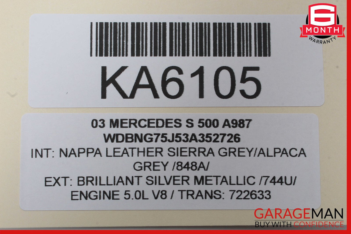 00-06 Mercedes W220 S500 Rear Left Side Exterior Door Handle Silver OEM
