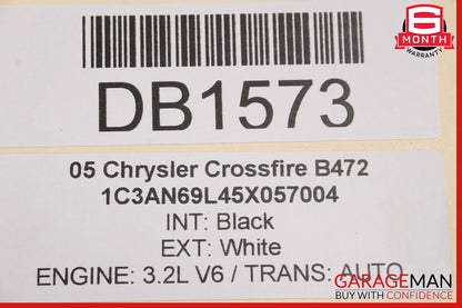 04-08 Chrysler Crossfire Rear Bumper Cover Panel White OEM