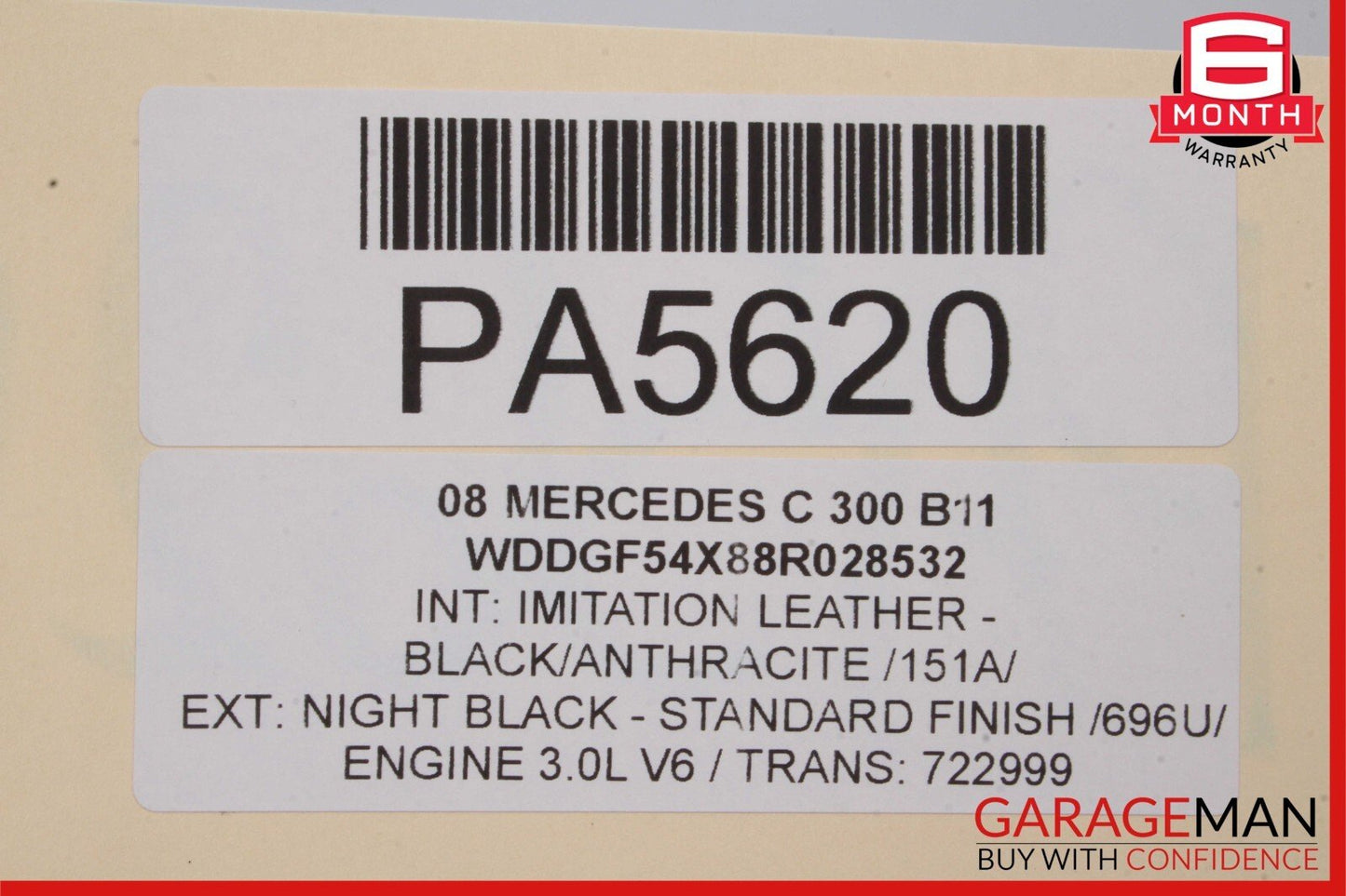 08-14 Mercedes W204 C250 C300 Sedan Rear Right Side Interior Door Panel Grey