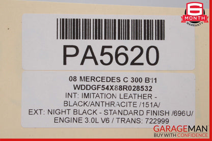08-14 Mercedes W204 C250 C300 Sedan Rear Right Side Interior Door Panel Grey