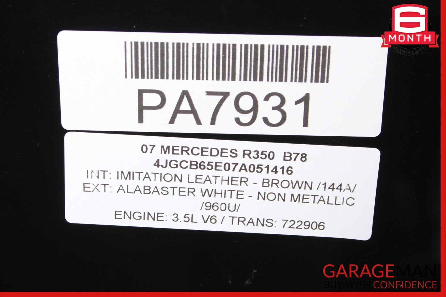 06-12 Mercedes W251 R500 R350 Rear Panoramic Pano Sunroof Sun Roof Glass OEM