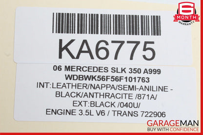05-11 Mercedes R171 SLK350 Rear Left Convertible Roof Top Trunk Lid Cylinder