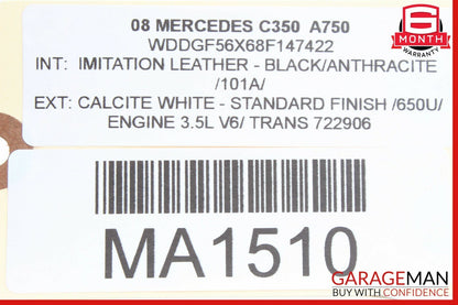 08-14 Mercedes W204 C350 C63 AMG Rear Right Side Exterior Door Handle Silver OEM