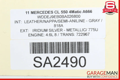 07-14 Mercedes W216 CL550 CL600 Dome Light Lamp Rear Right OEM