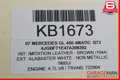 07-08 Mercedes X164 GL450 GL550 Front Left Side Mirror Door Rear View White OEM