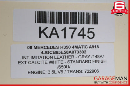 06-10 Mercedes W251 R350 Front Left Side Mirror Door Rear View Calcite White