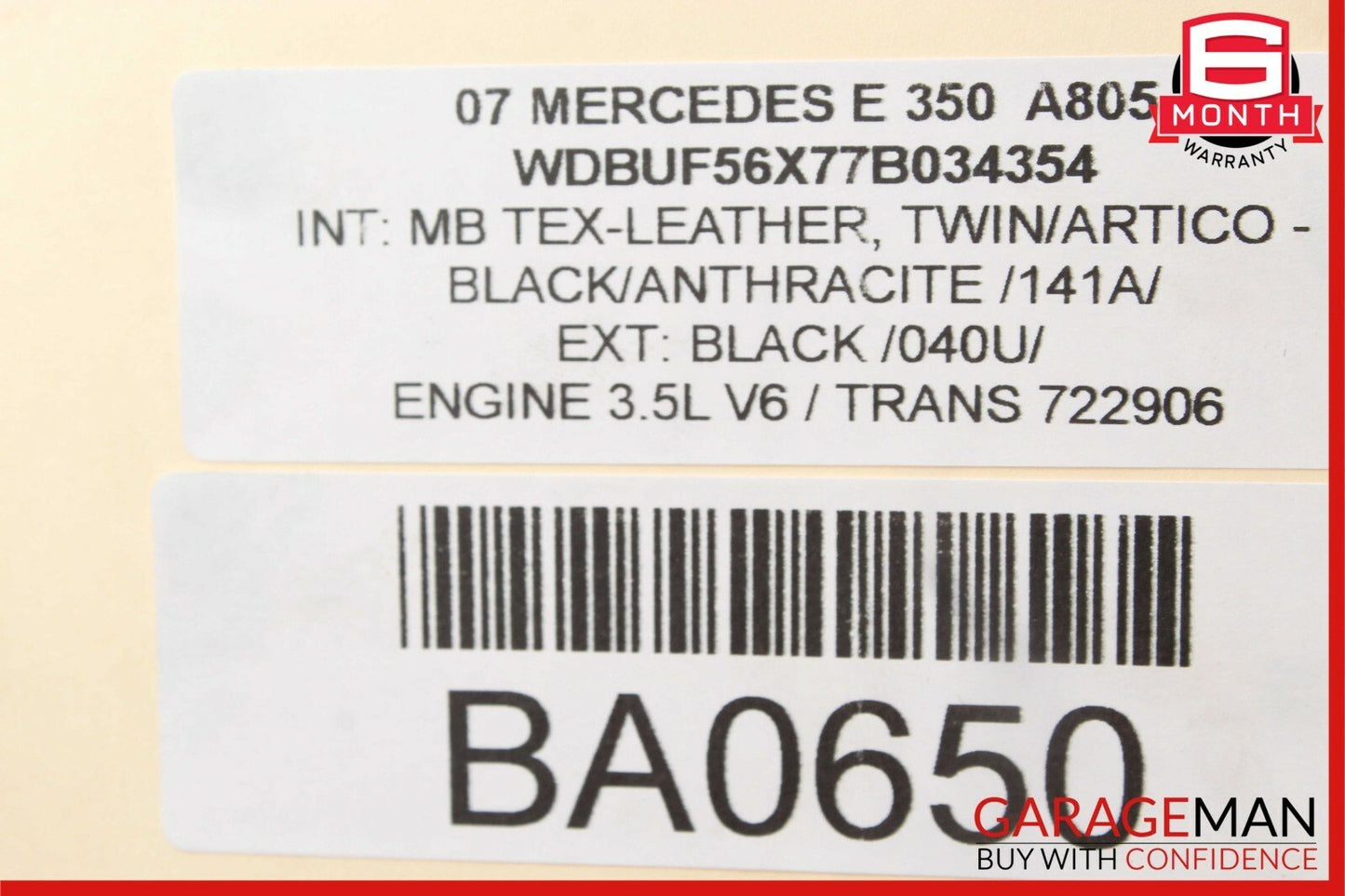 07-09 Mercedes W211 E350 Front Right / Left Seat Headrest Head Rest Black OEM