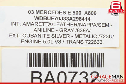 03-09 Mercedes W211 E320 E500 Front Right Side Exterior Door Handle Silver OEM