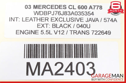 00-06 Mercedes W215 CL500 CL600 Front Right Side Door Keyless Go Antenna Frame
