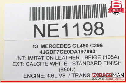 12-16 Mercedes X166 GL450 ML350 ML550 Interior Rear View Mirror Beige OEM