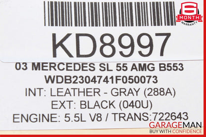 03-08 Mercedes R230 SL500 Rear Left Seat Belt Retractor Luggage w/ Speaker Assy