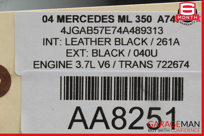 06-13 Mercedes W164 ML350 GL450 Window Regulator Motor Front Right Side OEM