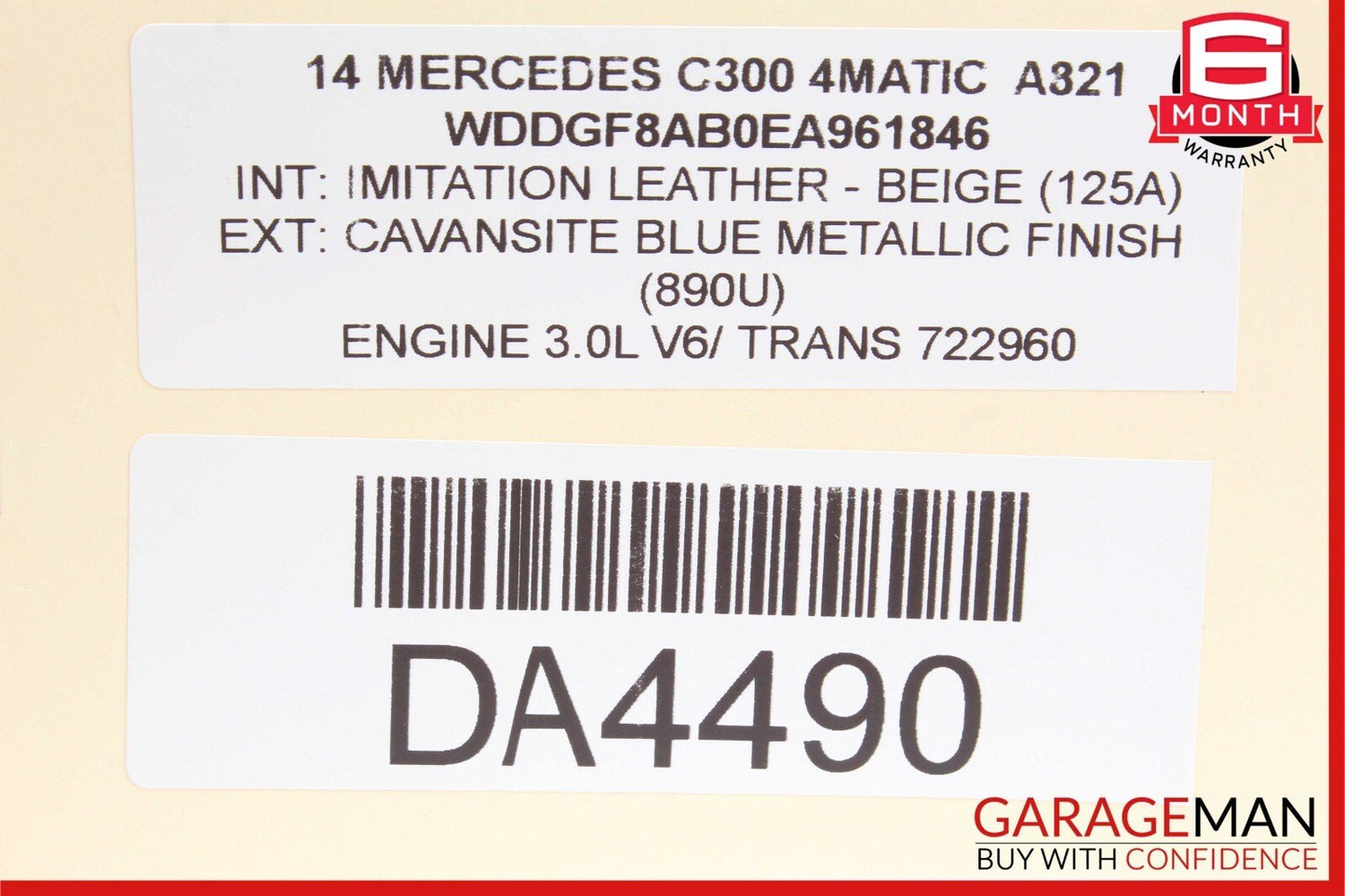 08-14 Mercedes W204 C300 C250 Front Right Side Sunvisor Sun Visor Beige