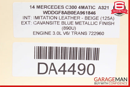 08-14 Mercedes W204 C300 C250 Front Right Side Sunvisor Sun Visor Beige