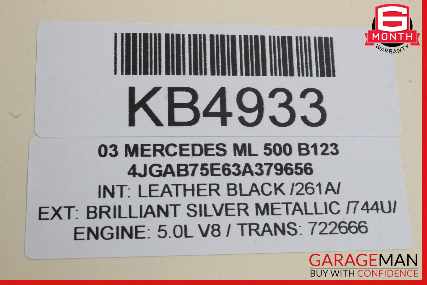 02-05 Mercedes W163 ML320 ML500 Center Console Arm Rest Armrest Cover Black OEM