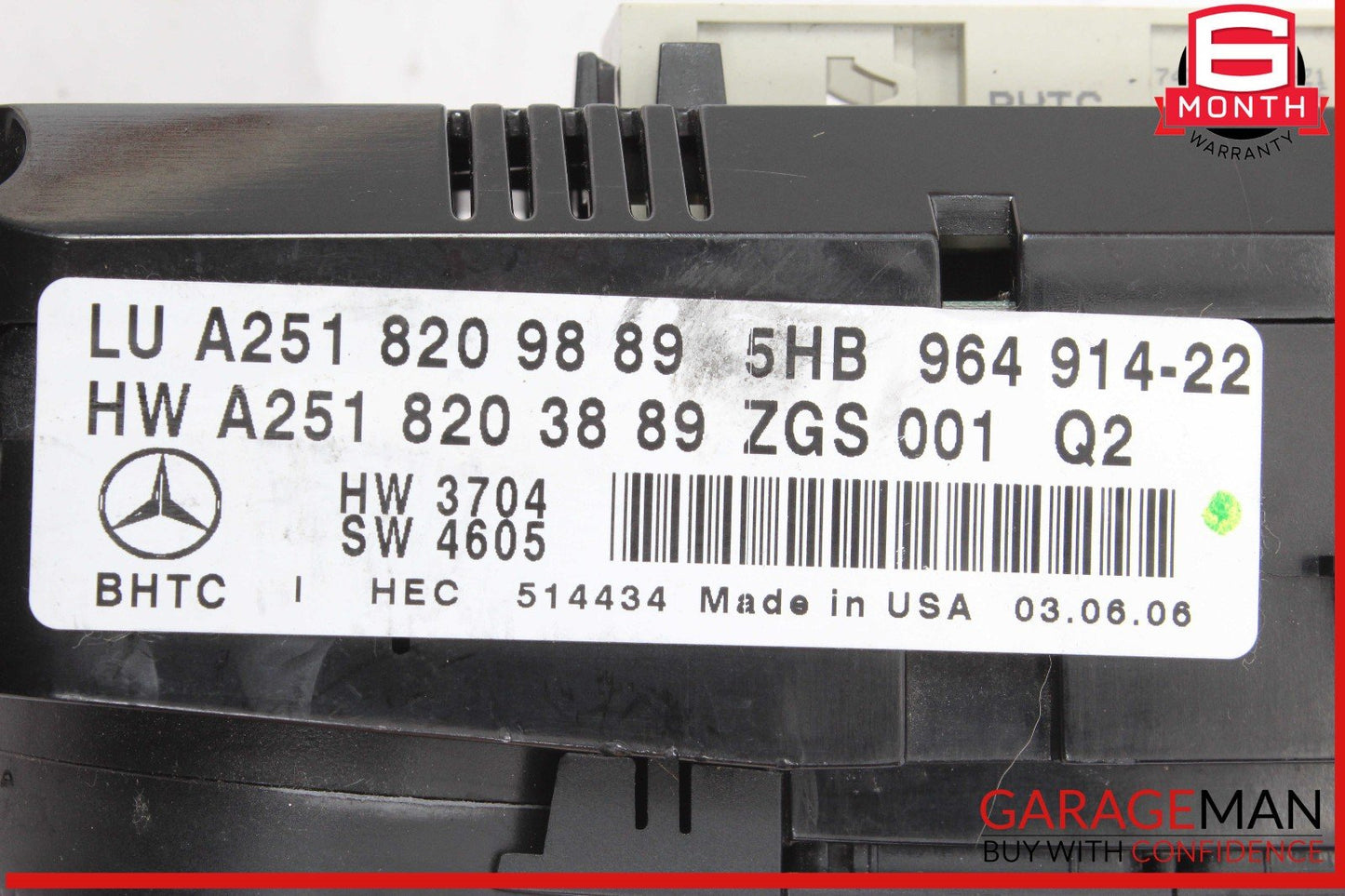 06-13 Mercedes X164 GL450 ML500 A/C AC Heater Climate Control Switch OEM
