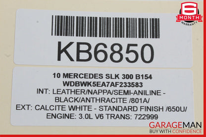 05-11 Mercedes R171 SLK300 Rear Right Convertible Top Side Trunk Lid Cylinder