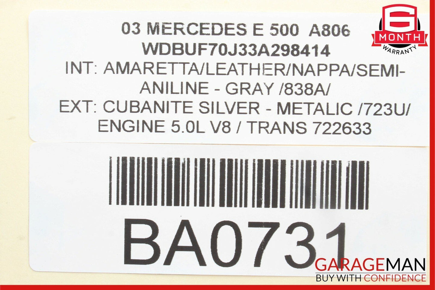 03-09 Mercedes W211 E350 E500 Rear Right Exterior Door Handle Cubanite Silver