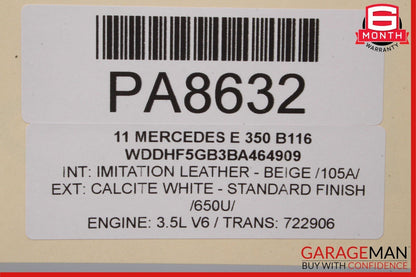 10-13 Mercedes W212 E550 Rear Right Side Interior Door Panel Assembly Beige