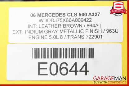 06-08 Mercedes W219 CLS500 CLS550 Front Left Side Mirror Door Rear View Gray OEM