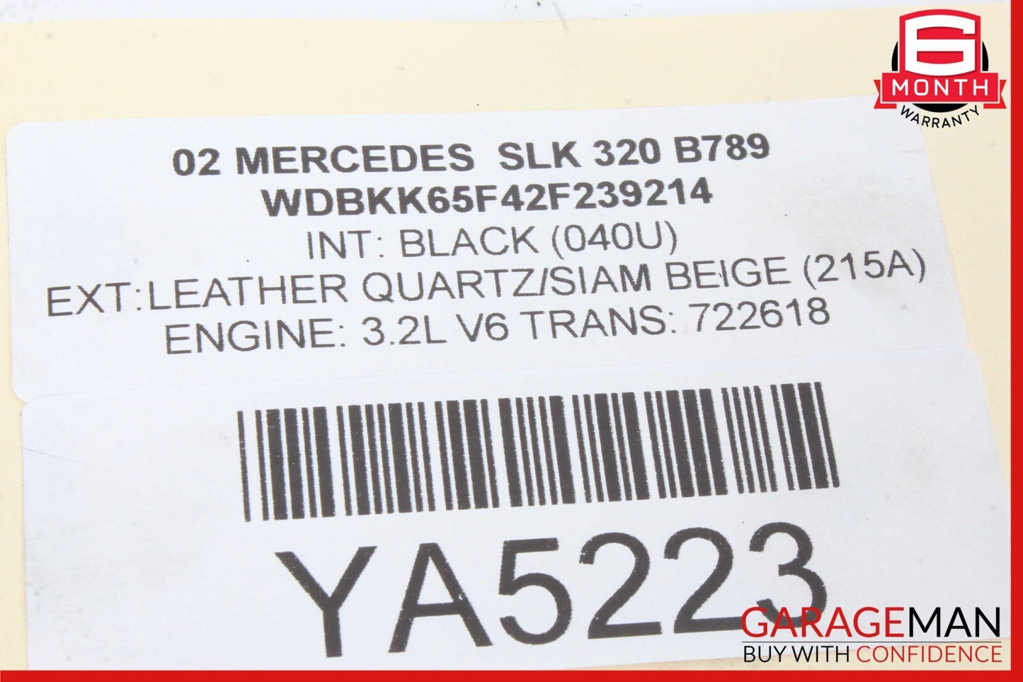 97-04 Mercedes R170 SLK320 SLK230 Rear Right Side Quarter Window Glass Assembly
