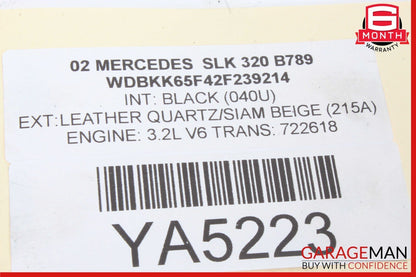 97-04 Mercedes R170 SLK320 SLK230 Rear Right Side Quarter Window Glass Assembly