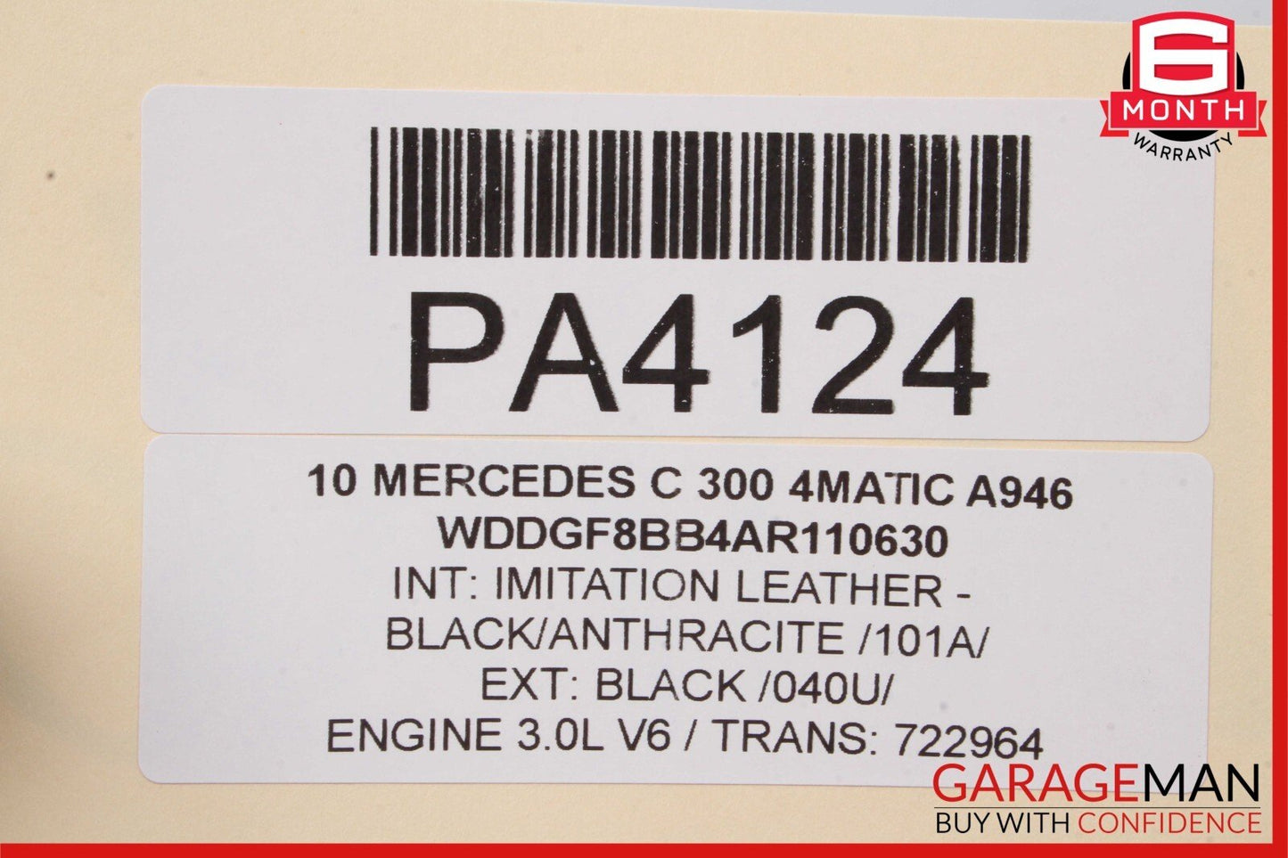08-11 Mercedes W204 C250 C300 Front Right Seat Top Upper Cushion OEM