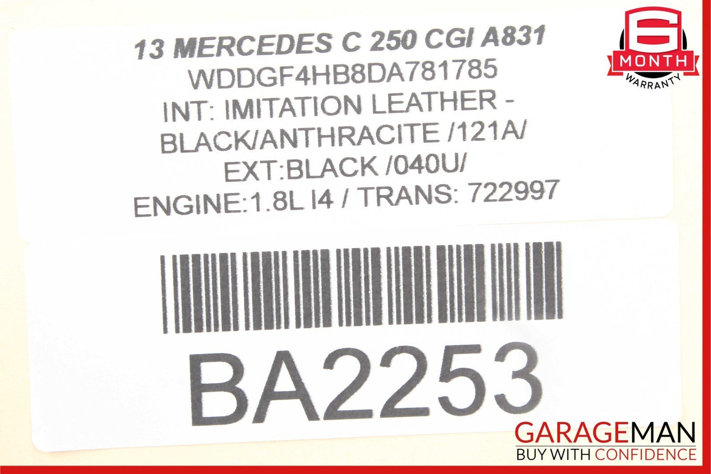 12-14 Mercedes W204 C300 Front Left Side Mirror Door Rear View Glass Black OEM