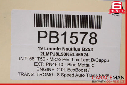 19-21 Lincoln Nautilus Rear Left Driver Side Interior Door Panel Cover Trim OEM