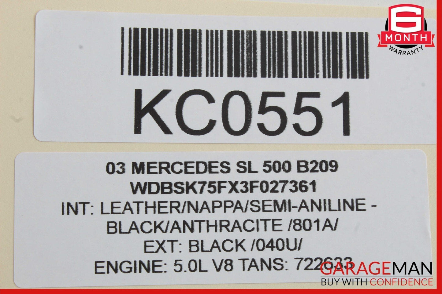 03-11 Mercedes R230 SL500 Rear Left Quarter Window Regulator Motor Plate OEM