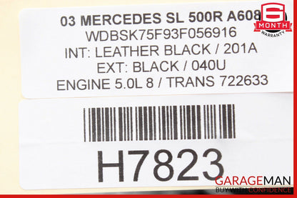 03-08 Mercedes R230 SL500 SL55 AMG Interior Top Upper Rear View Mirror Grey