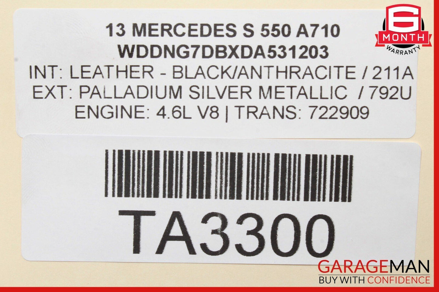 10-13 Mercedes W221 S550 Rear Back Top Upper Seat Cushion Assembly Anthracite