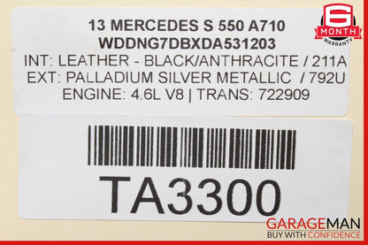10-13 Mercedes W221 S550 Rear Back Top Upper Seat Cushion Assembly Anthracite
