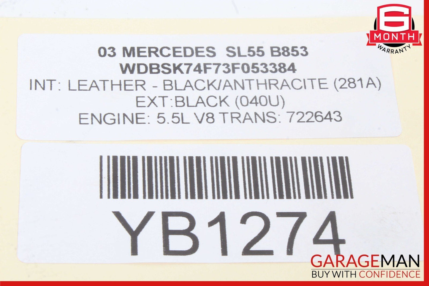 03-08 Mercedes R230 SL55 CL55 AMG Left Engine Kompressor Air Intake Manifold OEM