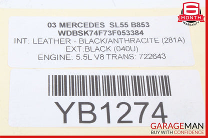 03-08 Mercedes R230 SL55 CL55 AMG Left Engine Kompressor Air Intake Manifold OEM